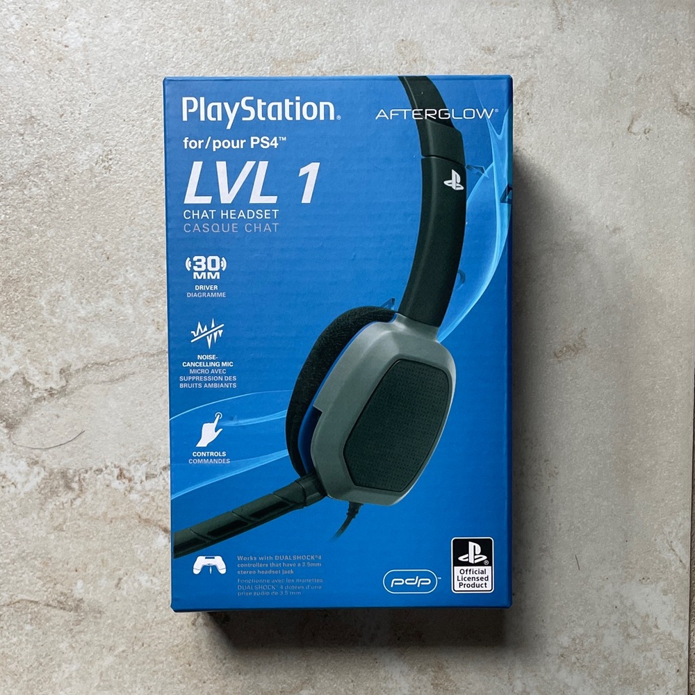 NEW - PlayStation AfterGlow LVL 1 Chat Headset for PS4 - Black